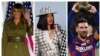 Colagem de foto de Melania Trump, Cardi B e Messi 