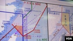 台灣和中國在東海防空識別區重疊的情形（資料圖片，美國之音張永泰拍攝） 