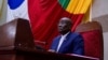 Le président de l'Assemblée nationale centrafricaine, Abdoul Karim Meckassoua, lors d'une session à l'Assemblée nationale à Bangui, le 27 juillet 2018.