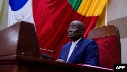 Le président de l'Assemblée nationale centrafricaine, Abdoul Karim Meckassoua, lors d'une session à l'Assemblée nationale à Bangui, le 27 juillet 2018.