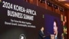 韩国总统尹锡悦2024年6月5日在“2024年韩国—非洲工商峰会”上发表讲话。（法新社）