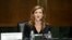 La exembajadora Samantha Power durante su audiencia de confirmación ante el Comité de Relaciones Exteriores del Senado, en marzo de 2021.
