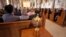 The Ryder Cup sits in the back of the Basilica at Saint Vincent College during a memorial service for golfer Arnold Palmer in Latrobe, Pennsylvania, Oct. 4, 2016.