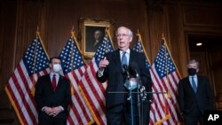 El líder de la mayoría republicana en el Senado, Mitch McConnell, felicitó al presidenten electo Joe Biden, tras las votaciones en el Colegio Eectoral el lunes 14 de diciembre de 2020.