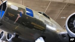 This May 23, 2017 photo shows the B-17 bomber known as the Memphis Belle in the restoration hangar at the National Museum of the U.S. Air Force near Dayton, Ohio.