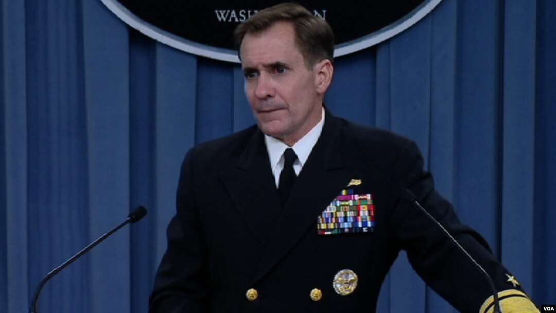 Juru bicara Departemen Pertahanan Amerika Laksamana Muda John Kirby menjelaskan situasi pengungsi di Irak utara (foto: dok).