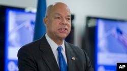 Homeland Security Secretary Jeh Johnson discusses the updates to the National Terrorism Advisory System (NTAS), Dec. 16, 2015, at the Federal Emergency Management Agency (FEMA) National Response Coordination Center in Washington.