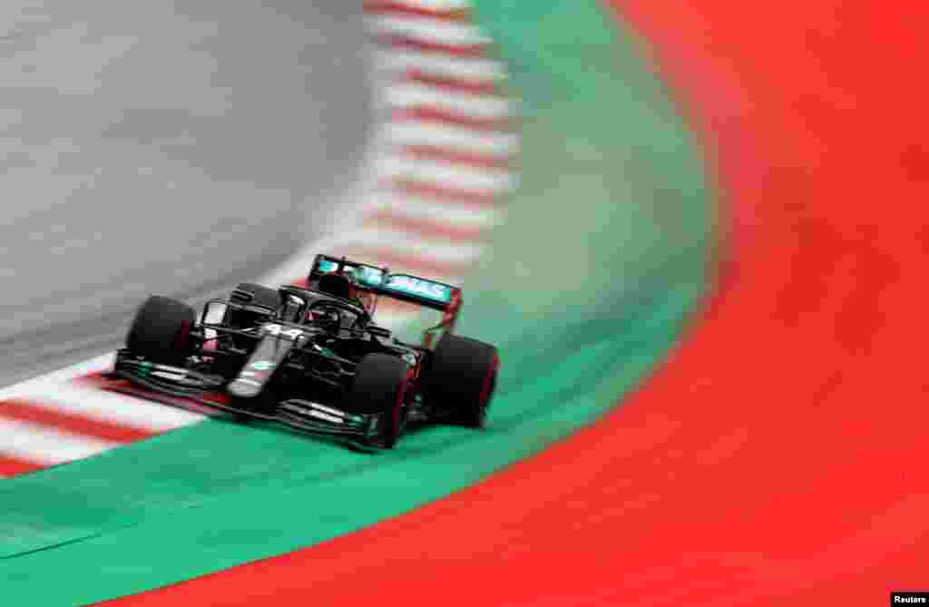 Mercedes' Lewis Hamilton practices as Formula One racing resumes following the outbreak of the coronavirus disease, at the Austrian Grand Prix in Spielberg, Styria, Austria.