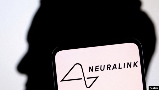 FILE PHOTO: Illustration shows Neuralink logo and Elon Musk silhouette