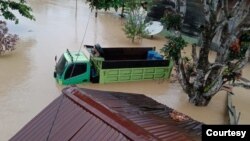 Kondisi banjir yang menggenangi di Kabupaten Nabire, Papua, Selasa (14/9). (Courtesy: BPBD Kabupaten Nabire)