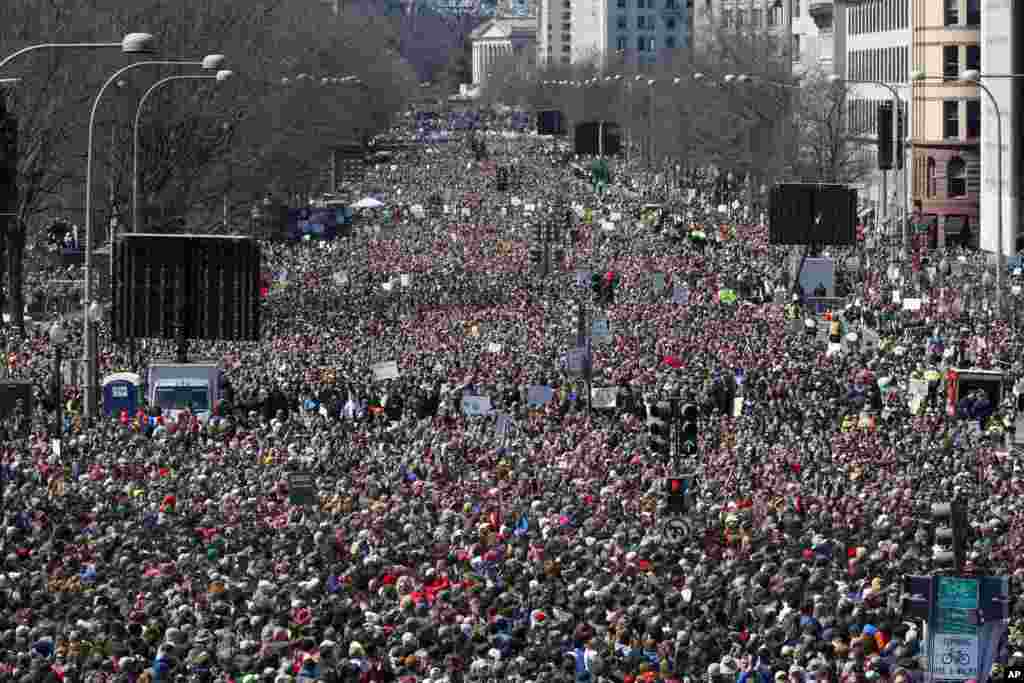 The crowd fills Pennsylvania Avenue during the &quot;March for Our Lives&quot; rally in support of gun control, March 24, 2018, in Washington, D.C.