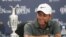 Francesco Molinari of Italy speaks during a press conference after winning the British Open Golf Championship in Carnoustie, Scotland, July 22, 2018.