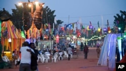 People stitchery  for Recreatrales, an planetary   theatre  festival held successful  Ouagadougou, Burkina Faso, Oct. 28, 2024.