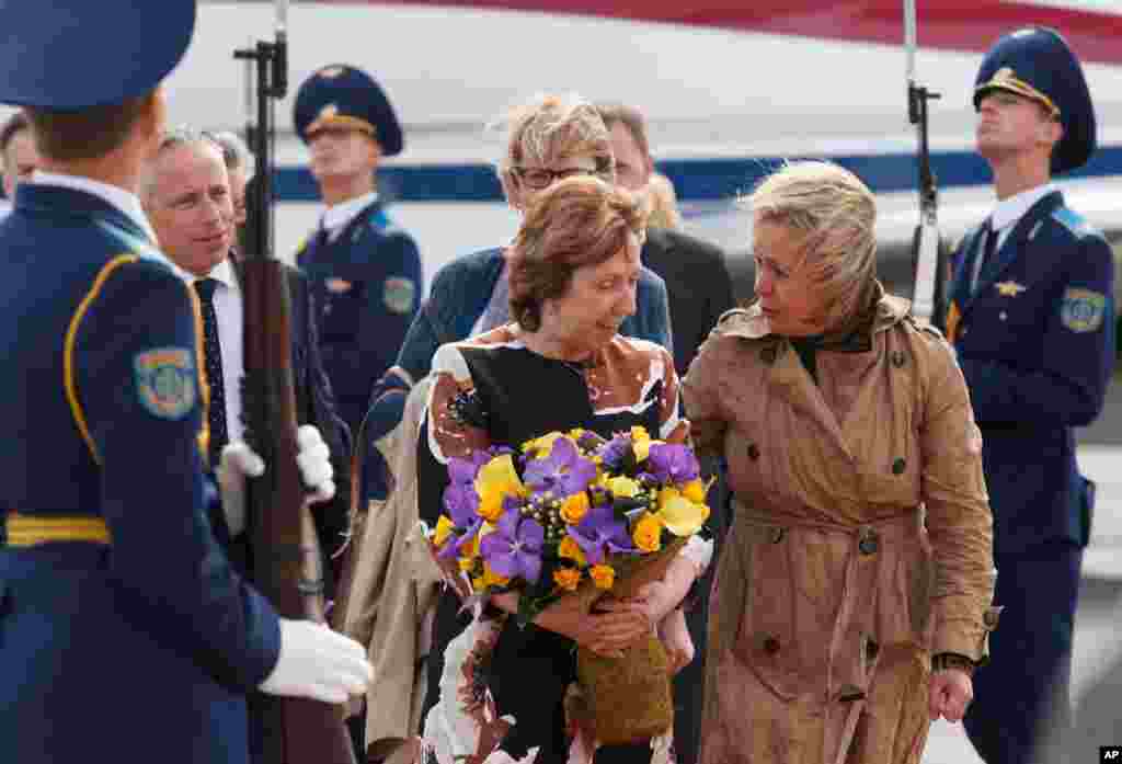 Šefica evropske diplomatije Ketrin Ešton prilikom dolaska u Minsk. Eu26. avgust, 2014.