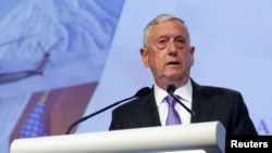 U.S. Secretary of Defense James Mattis speaks at the 16th IISS Shangri-La Dialogue in Singapore, June 3, 2017.