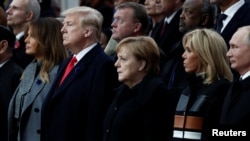 도널드 트럼프 미국 대통령이 11일 프랑스에서 열린 1차 세계대전 종전 100주년 기념식에 참석했다.