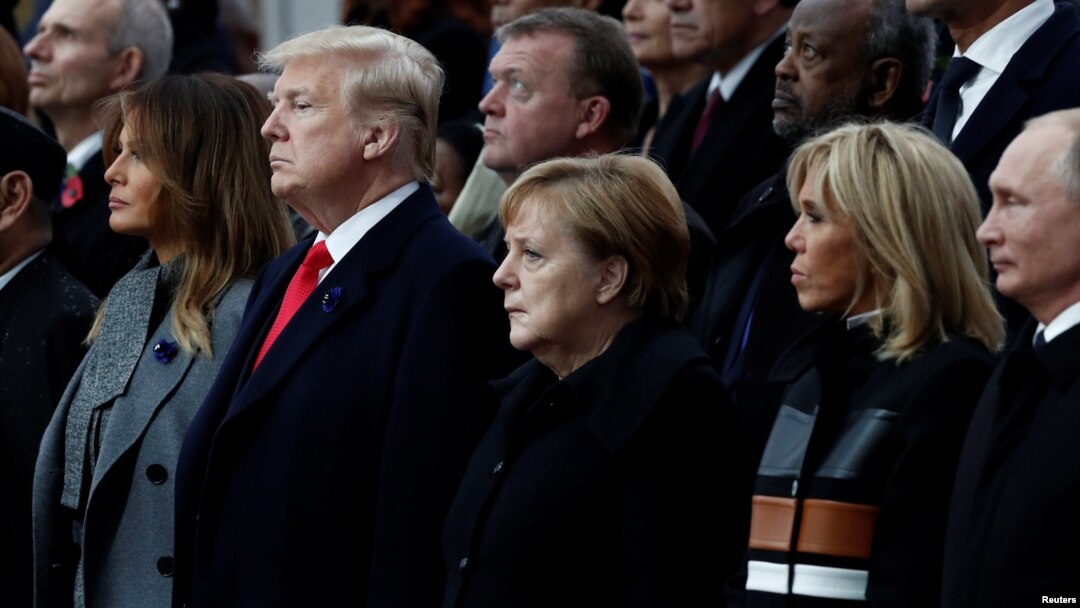 Presiden Trump bersama pemimpin dunia lainnya menghadiri peringatan 100 tahun berakhirnya Perang Dunia I.