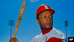 File-This 1968 file photo shows St. Louis Cardinals outfielder Curt Flood. Flood set off the free-agent revolution 50 years ago with a 128-word letter to baseball Commissioner Bowie Kuhn.