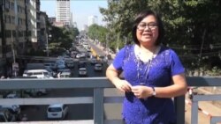 ယာဉ်ကျောပိတ်ပြဿနာနဲ့ ရန်ကုန်က လမ်းပေါ် ကွန်ကရစ်တုံးကြီးများ