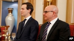 White House senior adviser Jared Kushner, left, and National Security Adviser H.R. McMaster at a bilateral meeting between President Trump and Bahrain's King Hamad bin Isa Al Khalifa, May 21, 2017, in Riyadh.