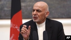 Afghan President Ashraf Ghani speaks during a joint press conference in Kabul, July 12, 2016. 