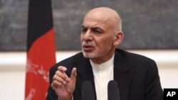 Afghan President Ashraf Ghani speaks during a joint press conference in Kabul, July 12, 2016. 