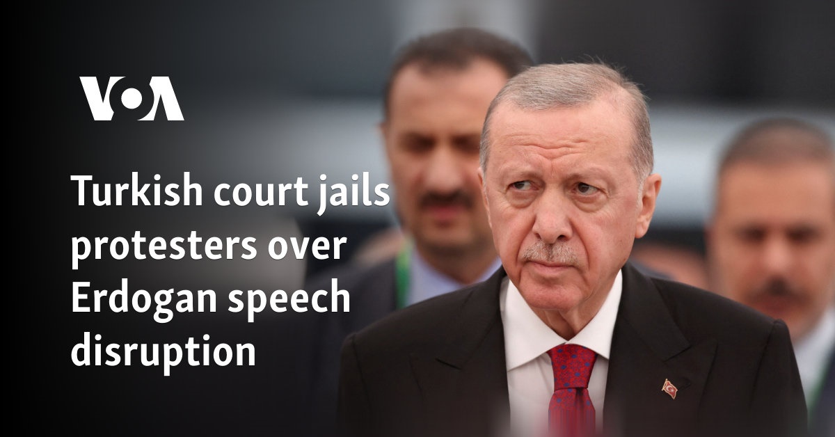 Turkish court jails protesters over Erdogan speech disruption