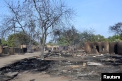 A view shows a burnt compound after an attack by Boko Haram militants in the village of Ngouboua, Chad, Feb. 13, 2015.