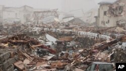 Earthquake and tsunami aftermath in Ofunato, Japan, March 16, 2011