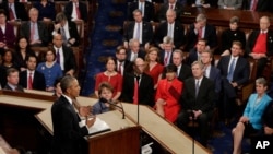 President Barack Obama gives his State of the Union address before a joint session of Congress on Capitol Hill in Washington, Jan. 12, 2016.