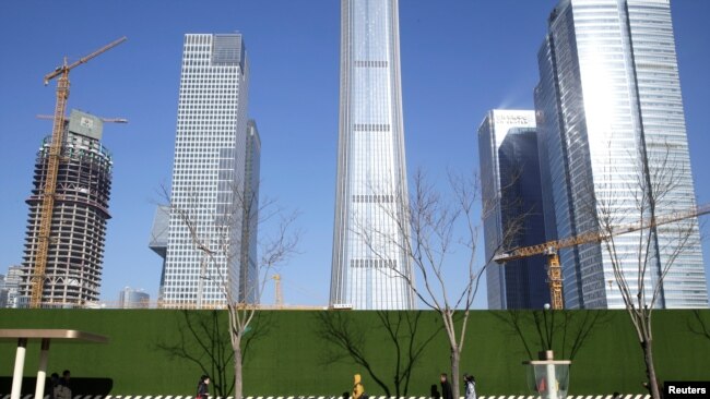 中国北京市中心的一处工地外。(2019年12月13日)