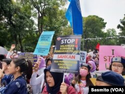 Ilustrasi desakan penghapusan kekerasan seksual terhadap perempuan. (Foto: Sasmito)