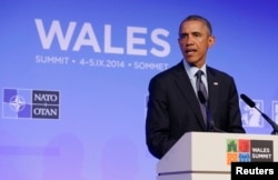 President Barack Obama holds a news conference at the conclusion of the NATO Summit at the Celtic Manor Resort in Newport, Wales Sept. 5, 2014.