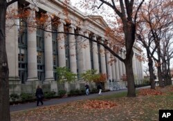 FILE - The law school at Harvard, in Cambridge, Massachusetts. (AP)