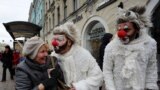 Artists perform in central Saint Petersburg to mark April Fools&#39; Day.