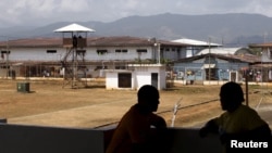Inmates chat at La Joya prison on the outskirts of Panama City, Panama, Jan. 27, 2016. 
