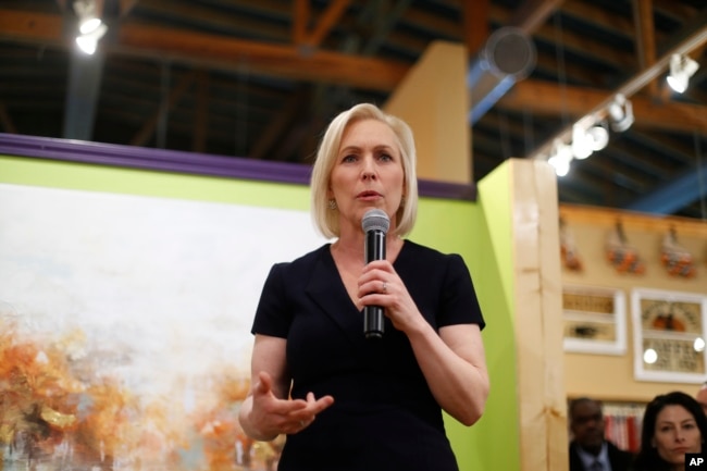 Democratic presidential candidate Sen. Kirsten Gillibrand, D-N.Y., speaks at a campaign meet-and-greet in Clawson, Mich., March 18, 2019.