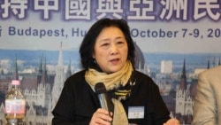 高瑜2012年10月在布达佩斯全球支持中国和亚洲民主化论坛大会上演讲（民主中国阵线总部理事李震拍摄）