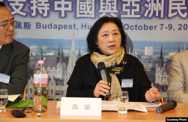 资料照：高瑜2012年10月在布达佩斯全球支持中国和亚洲民主化论坛大会上演讲