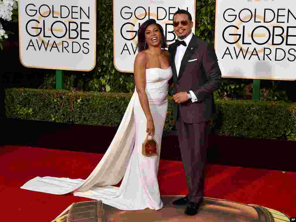 Taraji P. Henson, left, and Terrence Howard arrive at the 73rd annual Golden Globe Awards on Jan. 10, 2016, at the Beverly Hilton Hotel in Beverly Hills, Calif. 