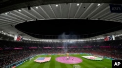 FILE - A general view ahead of the World Cup, group B soccer match between the United States and Wales, at the Ahmad Bin Ali Stadium in in Doha, Qatar, Monday, Nov. 21, 2022. (AP Photo/Themba Hadebe, File)