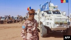 Un soldat tchadiens de la Minusma, la mission de l'ONU au Mali qui est en train de se retirer du pays.