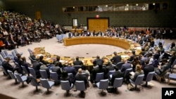 FILE - United Nations Security Council meets at U.N. headquarters in New York.