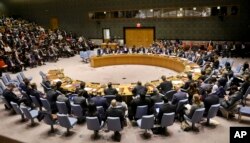 United Nations Security Council meets at U.N. headquarters to discuss a resolution on Venezuela, Feb. 26, 2019.