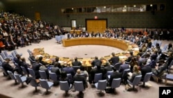 United Nations Security Council meets at U.N. headquarters to discuss a resolution on Venezuela, Feb. 26, 2019.
