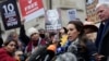 Julian Assange's fiancee, Stella Moris, speaks outside the High Court, in London, Britain, Jan. 24, 2022. 