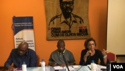 Ismael Mateus (esquerda), Ilídio Manuel (centro) e Alexandra Simeão