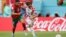 Moroccan right back Achraf Hakimi competes with Croatian midfielder Luka Modric for the ball during the first Group F match between Morocco and Croatia at the 2022 FIFA World Cup, Qatar, November 23, 2o22.