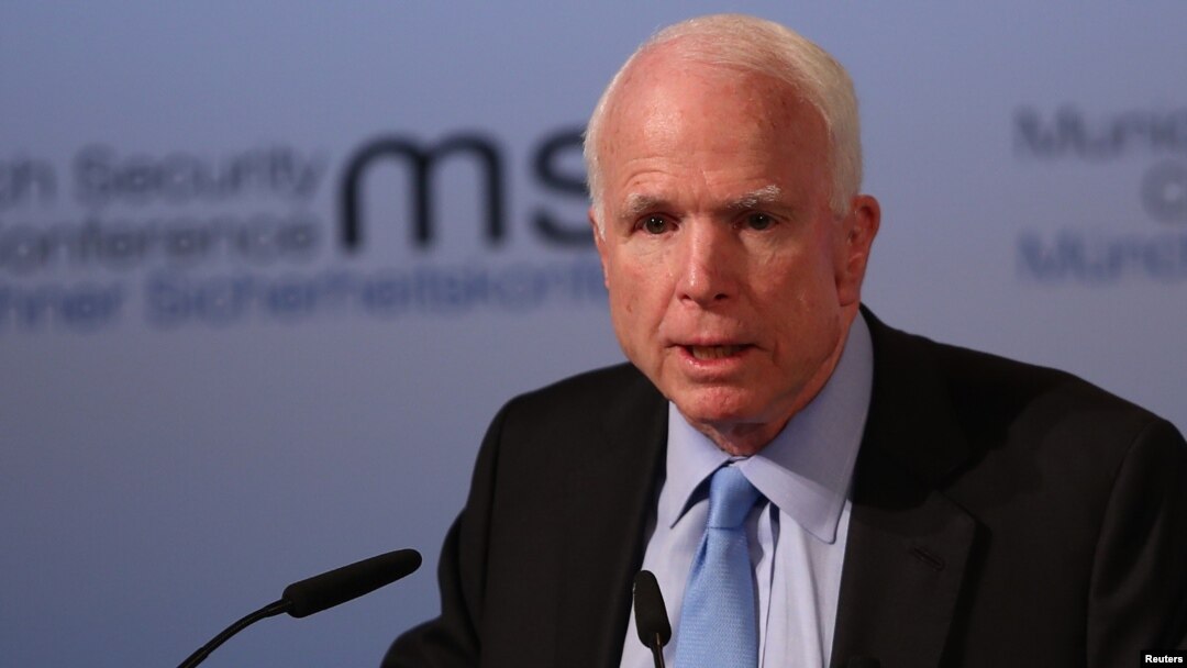 U.S. Senator John McCain speaks at the opening of the 53rd Munich Security Conference in Munich, Germany, Feb. 17, 2017. 