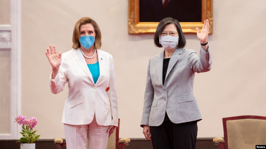 台灣總統蔡英文在台北的總統府會晤來訪的時任美國眾議院議長佩洛西。(2022年8月3日)